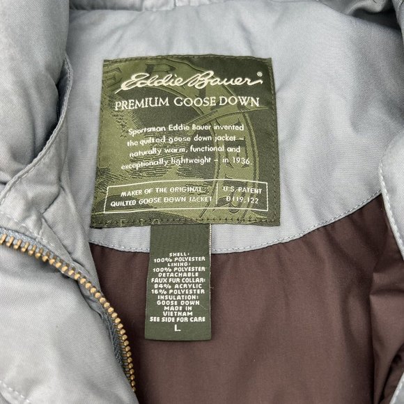 Eddie Bauer Blue Goose Down Puffer Quilted Winter Jacket Coat Women's Large - Picture 2 of 6